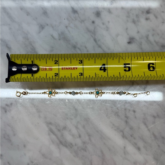 Girls Gold and Turquoise Floral Bracelet - Picture 2 of 3